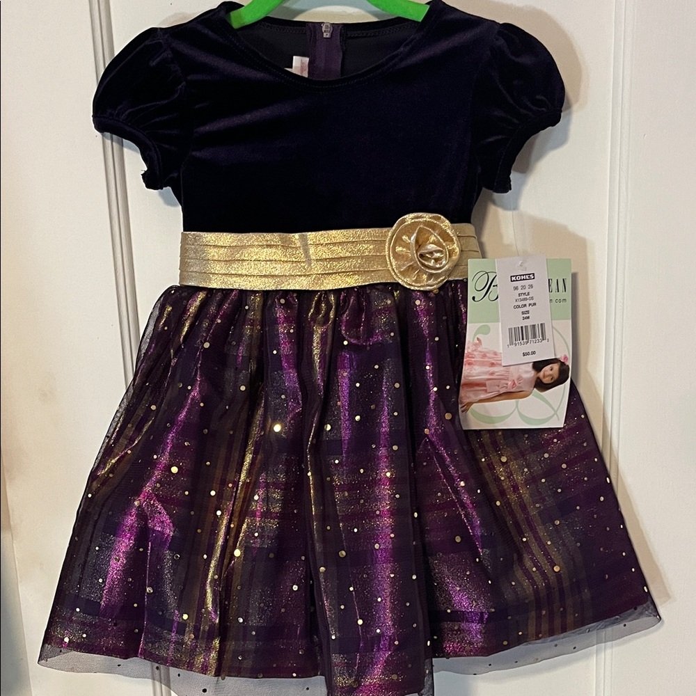 Bonnie Baby Purple and Gold Girls' Dress
